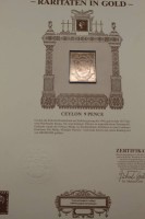 Auktion 344 / Los 5024 <br>Ordner mit  19 Blättern "Raritäten in Gold" Briefmarken, Feingold-Auflage