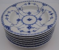 Auktion 364<br>7x tiefe Teller "Royal Copenhagen" Halbbspitze, D-21 cm