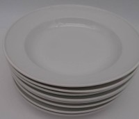 Auktion 364<br>8x tiefe Teller "Meissen" weiss, Schwerter mit Unterstrich, wohl Deputat, D-24 cm