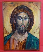 Auktion 344 / Los 4038 <br>Ikone auf Holz , Christus, 28x22 cm