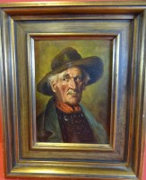 Auktion 344 / Los 4039 <br>Ignaz MAYER-FRAUENBERG (1874-1932) "Mann mit Hut" Öl/Holz, gerahmt, RG 30x25 cm
