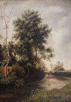 Auktion 369<br>anonym, Haus am Wasser, &Ouml;l/Holz, gerahmt, RG 30x25 cm