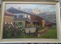 Auktion 344 / Los 4045 <br>Carl ZOPF (1858-1944)  "Bergbauernhof", Öl/Platte, gerahmt, RG 57x78 cm