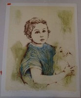 Auktion 344 / Los 5031 <br>Michele MAINOLI (1927-1991) Kinderportrait, Litho, Widmung für Frau Zürcher, BG 56x45 cm