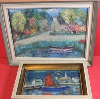 Auktion 345 / Los 4002 <br>Otto LARSEN (1889-1970) 2x kleine Gemälde, gerahmt