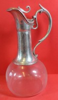 Auktion 345 / Los 10001 <br>Glaskaraffe mit Zinn-Montur, H-26 cm