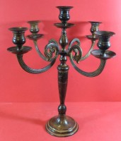 Auktion 345 / Los 15004 <br>grosser 5 flammiger Kerzenhalter "Gilde" wohl Bronze, H-40 cm, D-35 cm