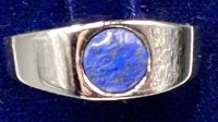 Auktion 345 / Los 1036 <br>Silberring-835-, blauer Stein, Ring wohl verkleinert, RG 48, 4,1 gr.