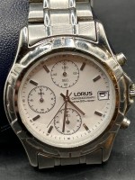 Auktion 345 / Los 2009 <br>Quartz Armbanduhr Lorus V657- X008 Chronograph Herrenuhr , Stahlband, nicht überrüft