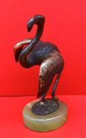 Auktion 345 / Los 15032 <br>Antonín MARA (1877-1946)  (Attrib) "Flamingo" Bronze mit Onyxsockel, signiert "MARA", H-14,5 cm