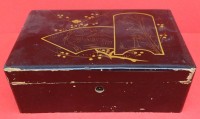 Auktion 345 / Los 15507 <br>Schwarzlackdose "China" Goldmalerei, starke Gebrauchsspuren, H-8 cm, 16x23 c m
