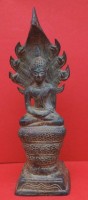 Auktion 345 / Los 15510 <br>Bronze, thronende Gottheit, älter, H-22 cm