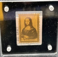 Auktion 345 / Los 6022 <br>Feingold-999- Medaille "Mona Lisa" 1/200 Unze, mit Zertikat, limitiert in Acryl