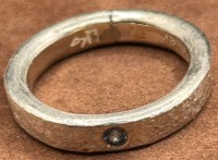 Auktion 373 / Los 1023 <br>Ring, signiert und beschriftet von Hand "Feinsilber", blauer Stein, Handarbeit, RG 61, 8,2 gr.