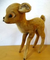 Auktion 345 / Los 12025 <br>gr. Steiff Bambi, Samt, nur Knopf, H-21 cm, bespielt
