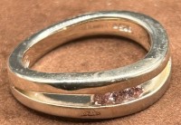 Auktion 373 / Los 1027 <br>Silberring-925- mit 3 pinken Steinen, RG 57, 6,7 gr.