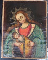 Auktion 345 / Los 4029 <br>Victor Navarro, christl. Motiv Madonna mit Kind, Öl/Leinen, wohl 19.Jhd?, ca. 53x41 cm