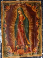 Auktion 345 / Los 4032 <br>Victor Navarro, christl. Motiv Madonna mit Engel Öl/Leinen, wohl 19.Jhd?, 75x54 cm, Faltstelle