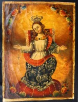 Auktion 345 / Los 4033 <br>Victor Navarro, christl. Motiv Madonna mit Kreuzen, Öl/Leinen, wohl 19.Jhd?, ca. 73x52 cm