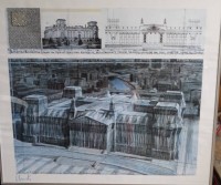 Auktion 345 / Los 5029 <br>CHRISTO (1935-2020)  "Wrapped Reichstag" grosse signierte Lithografie, ger/Glas, RG 72x81 cm
