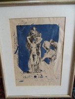 Auktion 345 / Los 5030 <br>Horst JANSSEN (1929-1995)  1985, "Die kluge Pariserin" Farblithografie, sign. und numm., 25/100, auf Velin, ger/Glas, RG 58,5x46 cm