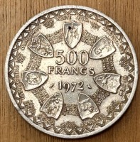 Auktion 345 / Los 6048 <br>500 FRANCS BCEAO 1962-1972 ARGENT-Silber, 25,1 gr