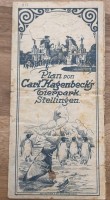 Auktion 345 / Los 3009 <br>Plan von Carl Hagenbeck Tiergarten, Stellingen. Faltplan um 1910?, etwas fleckig, 21x10 cm