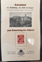 Auktion 345 / Los 7013 <br>Gedenkblatt "Die Post im Kriege" Führers Geburtstag, 1940