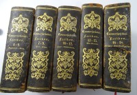 Auktion 345 / Los 3012 <br>5 Bände Conservations-Lexicon,  1844, Lederrücken tw. beschädigt, 13,5x9 cm