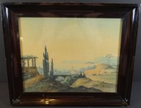 Hermann Allmers (1821-1902)  Aquarell, genuesische Landschaft um 1850, alt ger/Glas, RG 31x38 cm
