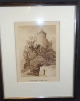 anonym "Schloss Castelbell" in Südtirol, Aquarell, ger/Glas, Blatt mit Einriss unten, betitelt, rückseitig "Zum Andenken, H.Söhle, 1882", RG 40x32 cm