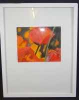 H. Breets, 2002 "Blumen" Aquarell, ger/Glas, RG 37x30 cm