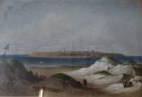 Auktion 346 / Los 5000 <br>gr. colorierter Stich "Ansicht von Helgoland" um 1850, gut ger/Glas, RG 44x54 cm