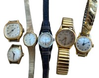 Auktion 346 / Los 2043 <br>6x mechan. Damenarmbanduhren, älter, auf den ersten Blick läuft nur eine
