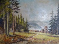 Auktion 351 / Los 4024 <br>Hermann Ludwig UMGELTER (1891-1962 "Hügellandschaft" Öl/Leinen, alt gerahmt, RG  62x80 cm
