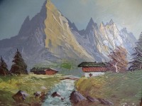 Auktion 351 / Los 4025 <br>Roia "Alpenlandschaft" Öldruck, gerahmt, RG 36x45 cm