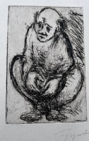 Auktion 362<br>unleserl. signierte kRadierung mit Widmung des Künstlers, 1982, MG 15x10 cm, BG 34x23 cm