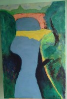 Auktion 346 / Los 4010 <br>HR (Hanna Rüter"1995,  grosses Gemälde auf Leinen, ohne Titel, 120x80 cm (Sperrgut!!)