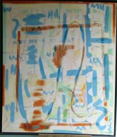 Auktion 346 / Los 4015 <br>Hannah Kallis, , 1993, gr. Gemälde, "Der Reigen" Mischtechnik//Leinen, gerahmt, RG120x130 cm, Sperrgut!