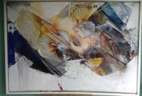 Auktion 346 / Los 4016 <br>unleserl. signiertes grosses Gemälde, Öl/Leinen, gerahmt, RG  115x158 cm, Sperrgut