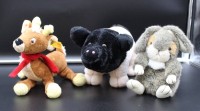 3 diverse Stofftiere , 1x Steiff Reh Nr. 024139, 1x Hase von Förster, 1x Schwäbisch-hällisches Landschwein ,
