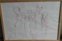 Auktion 364<br>Xenia Lassek 3x "Familie", Lithografien, ger/Glas, RG 45x64 cm, 2x 47x33 cm