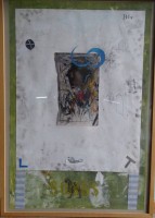 Auktion 346 / Los 5070 <br>unleserl. sign.. Mischtechnik, ger/Glas, RG 61,5x43,5 cm