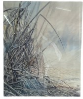Auktion 364<br>Dudek, 1989 "Ufer-Schilf" Lithografie signiert, Nr. 17/300, ger/Glas, RG 71x61 cm