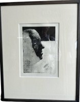 Auktion 346 / Los 5077 <br>unleserl. sign. Radierung, Portrait, E.A. orig. Radierung, ger/Glas, RG 54x42,5 cm