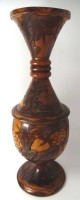 Auktion 346 / Los 15066 <br>hohe intarsierte Holz-Vase, 2 tg. H-56 cm