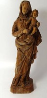Auktion 346 / Los 15075 <br>Holzfigur "Madonna mit Kind", H-33 cm