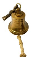 Auktion 346 / Los 16059 <br>gr. Bronze-Schiffsglocke mit Tau und Wandhalterung, H-17 cm, D-16 cm