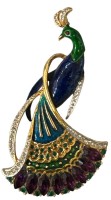 Auktion 347 / Los 1000 <br>gr. Modeschmuck-Brosche, Pfau, emailliert und vergoldet, mit Farbsteinen, H-8,5 cm, B-ca. 5 cm