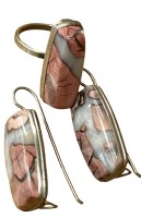 Auktion 347 / Los 1053 <br>Paar grosse Jaspis Ohrstecker mit passenden Ring, RG 61, versilbert
